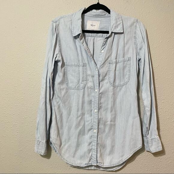 Rails Light Blue Long Sleeve Button Down Shirt Womens XS Casual Blouse Classic - Picture 1 of 8